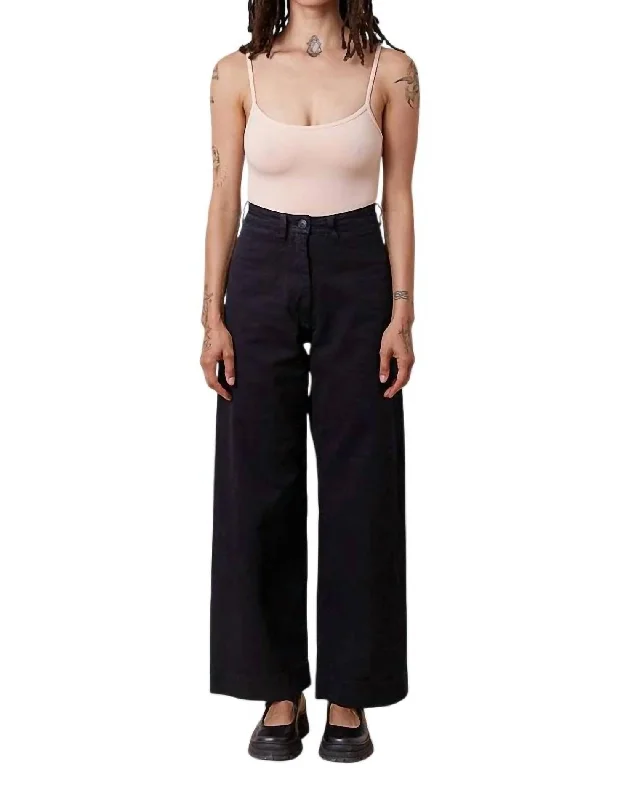 Women's Jodhpurs with Notched CollarSailor Pant In Faded Black