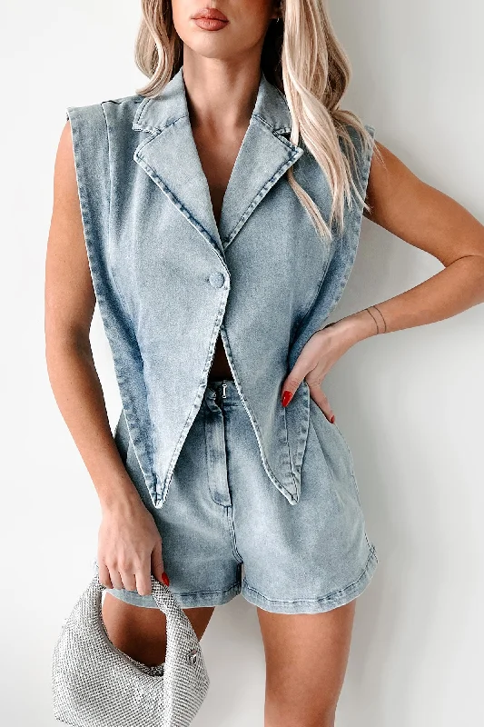 Women's Jumpsuits with Full LengthExploring Boundaries Denim Romper (Denim)