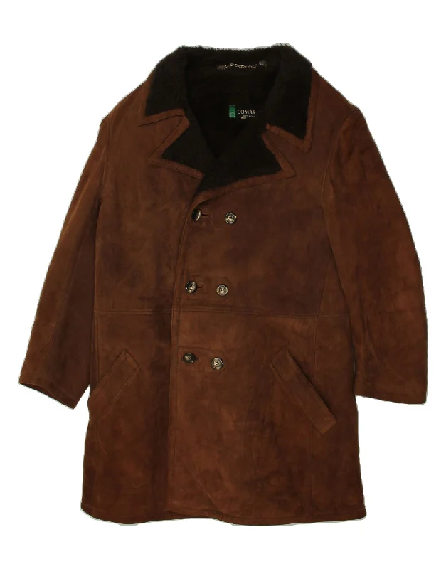 Women's Coats with Fur TrimmedALTA MODA Womens Shearling Coat IT 54 3XL Brown