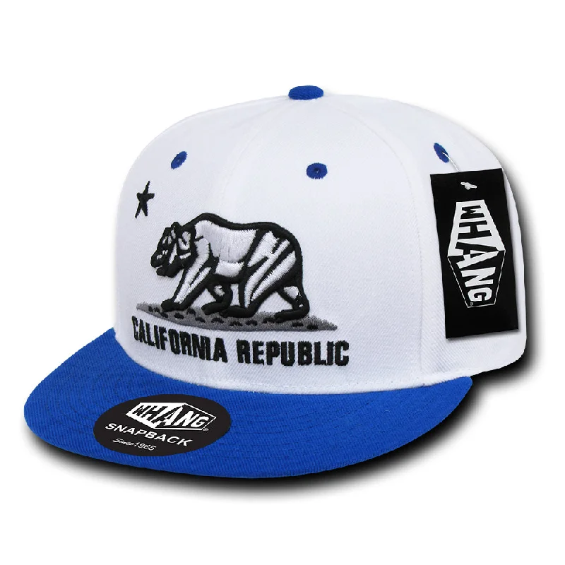 Women's Hooded Sweatshirts with ZipperCalifornia Republic Cali State Bear Flag Snapback Hat White Royal Blue by Whang