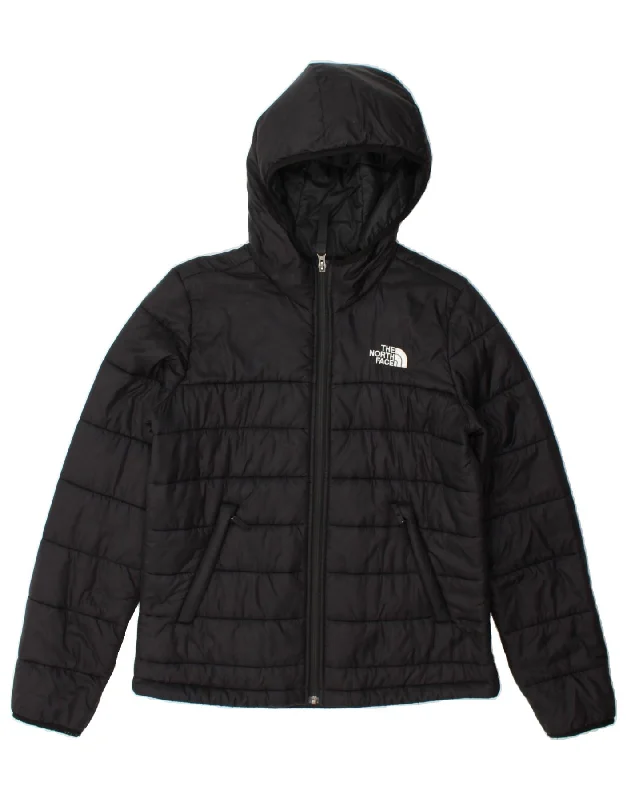 Women's Quilted CoatsTHE NORTH FACE Womens Hooded Padded Jacket UK 14 Medium Black Nylon