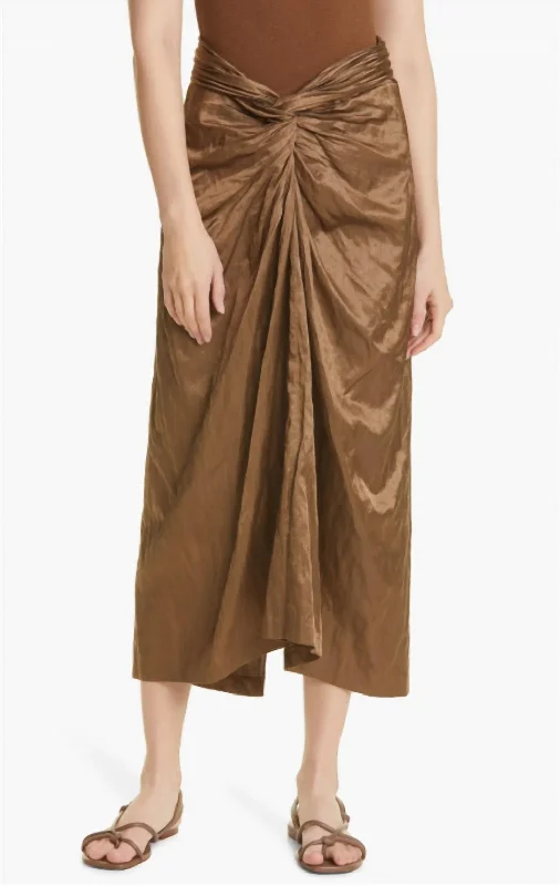 Women's Cool SkirtsMetallic Twist Front Skirt In Brown