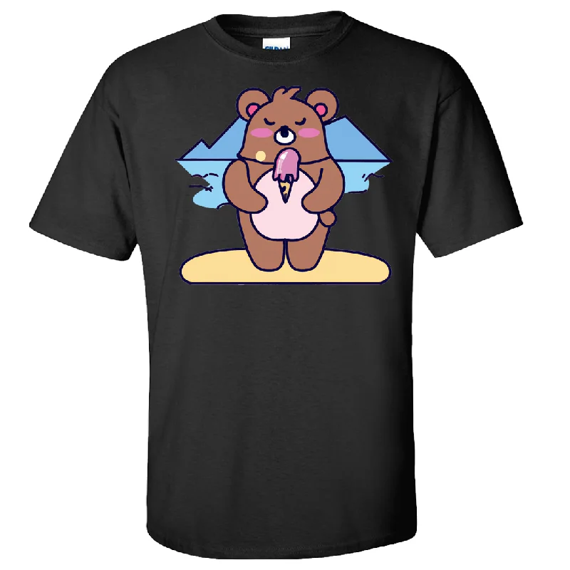 Women's Hooded PulloversKawaii Grizzly Bear Eating Ice Cream Asst Colors T-shirt/tee