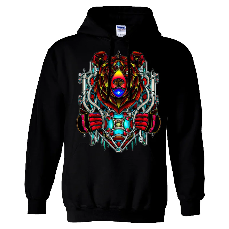 Women's Hooded Sweatshirts with Quick-Dry FabricStained Glass Gothic Cyborg Bear Sweatshirt Hoodie