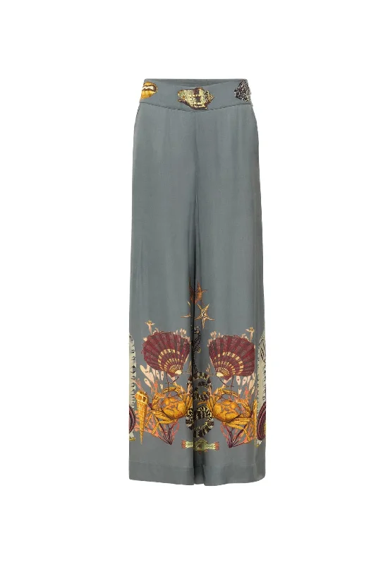 Women's Jodhpurs with Keyhole NeckWomen's Palazzo Wide Leg Pants In Grey Coral Reef