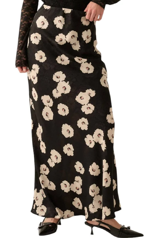 Women's Low-Waisted SkirtsPick A Date Floral Maxi Skirt In Black