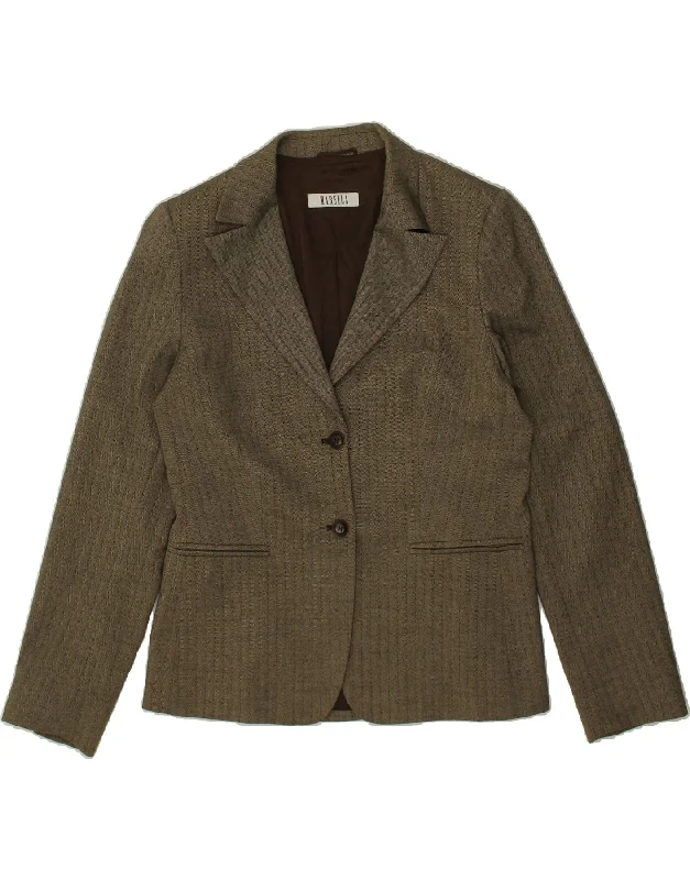 Women's Coats with PocketsMARELLA Womens 2 Button Blazer Jacket UK 14 Medium  Green Herringbone