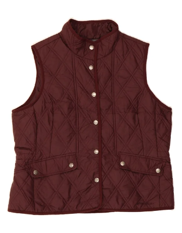 Women's Button-Up CoatsEDDIE BAUER Womens Quilted Gilet UK 16 Large Brown Polyester