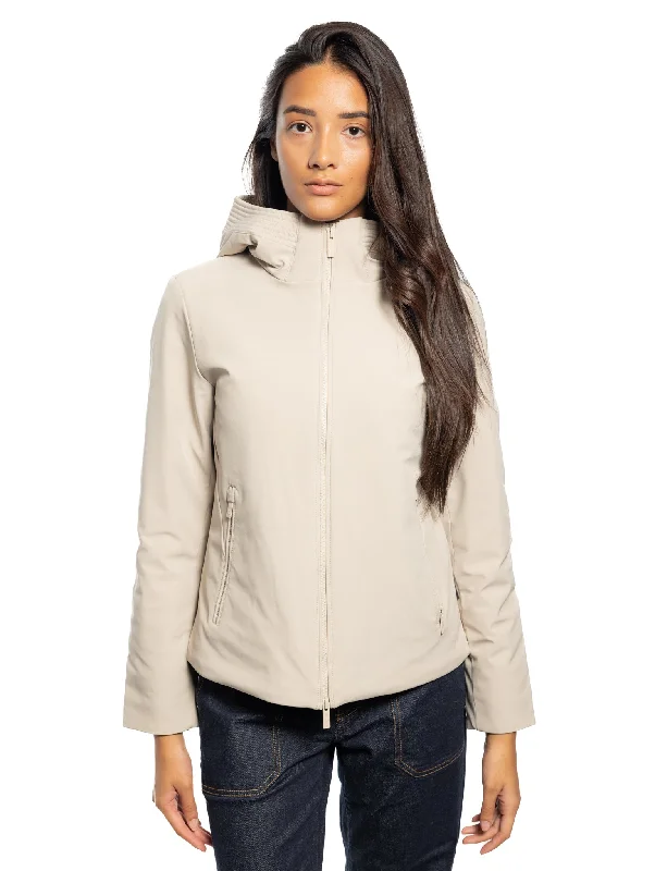 Women's Coats with Fur TrimParka Corto Antivento Beige