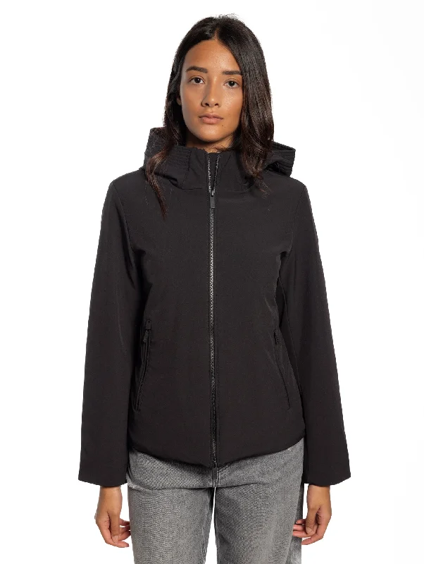 Women's Hooded CoatsParka Corto Antivento Nero