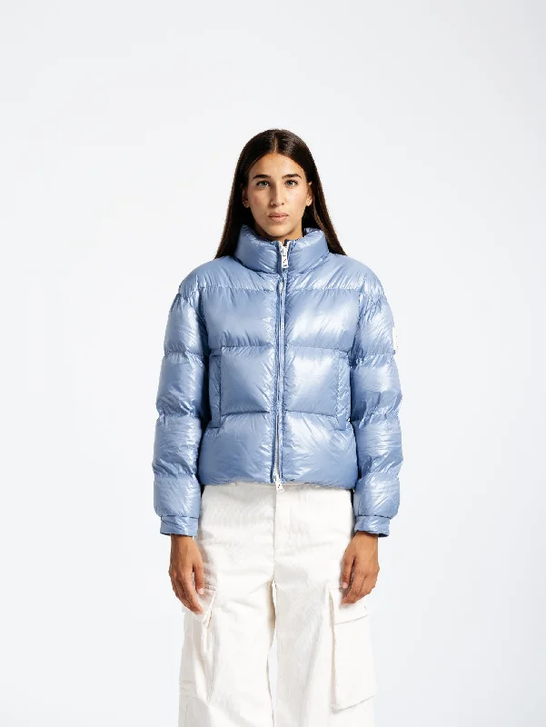 Women's Anorak CoatsPiumino Corto Turku in Nylon Lucido Celeste