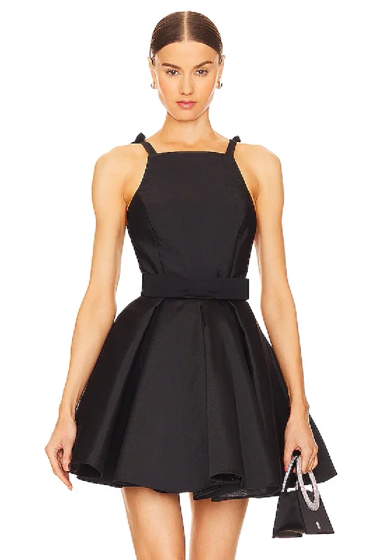 Women's Boat-Back DressesKayce Tie-Shoulder Black Mini Dress