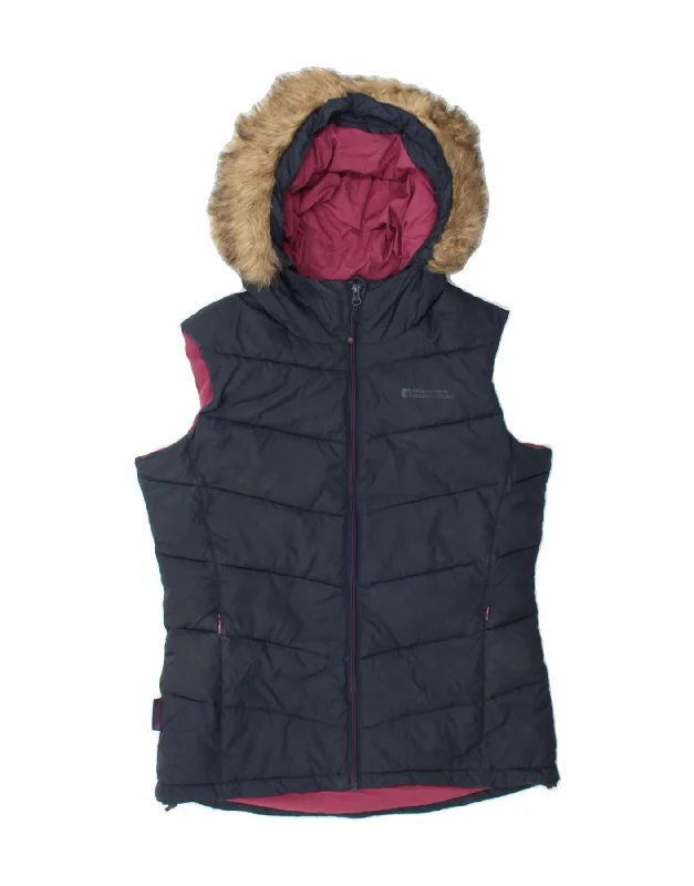 Women's Coats with Fur Trimmed ButtonsMOUNTAIN WAREHOUSE Womens Hooded Padded Gilet UK 10 Small Navy Blue