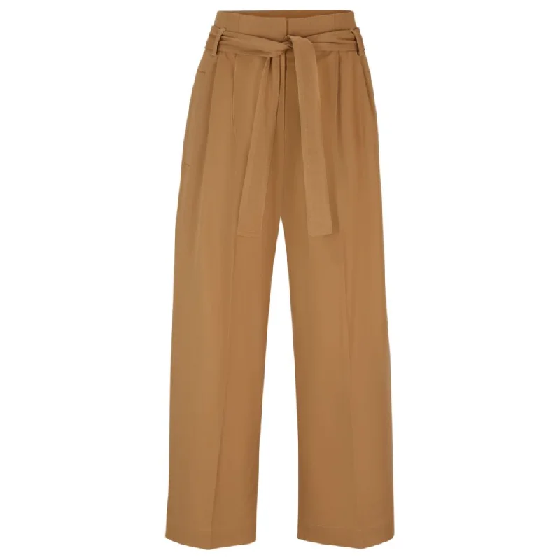 Women's Jodhpurs with V-Shaped HemTapered-fit wide-leg trousers with fabric belt