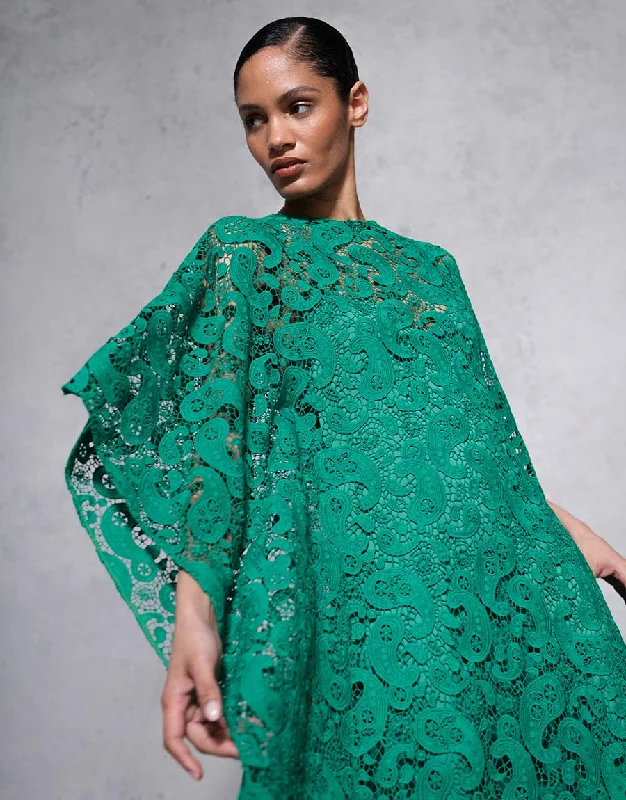 Women's U-Shaped Collar DressesEloise Lace Maxi Dress - Emerald Paisley