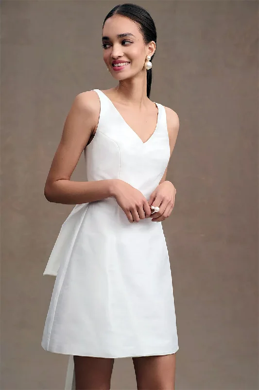 Women's Wide Collar DressesEverlasting Fantasy Satin Wedding Mini Dress