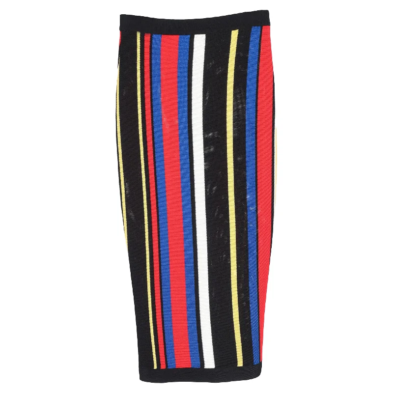 Women's Breathable SkirtsBalmain Rainbow Striped Skirt in Multicolor Viscose