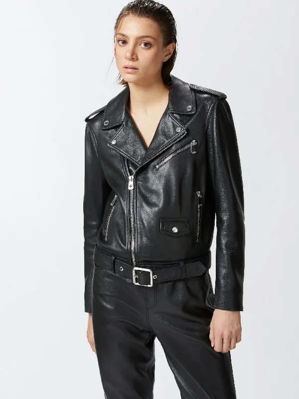 Women's Coats with SleevesGiacca Biker in Nappa Nero