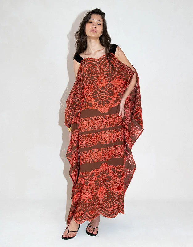 Women's Wrap DressesSakura Embroidery Maxi Dress - Palm Brown