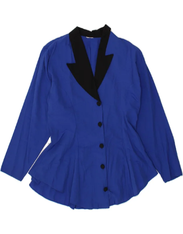 Stylish Women's CoatsVINTAGE Womens 5 Button Blazer Jacket UK 14 Medium Blue