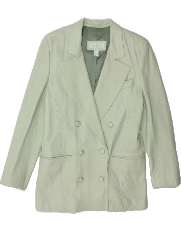 Stylish Women's CoatsELEGANCE Womens Double Breasted Blazer Jacket UK 12 Medium Green Leather