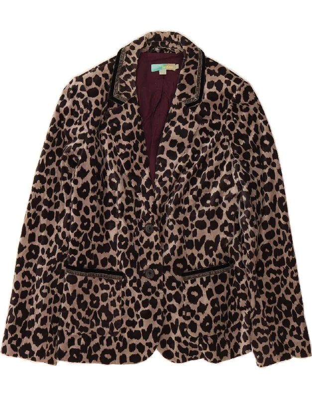 Women's Rain CoatsBODEN Womens 2 Button Blazer Jacket UK 16 Large Brown Animal Print Cotton