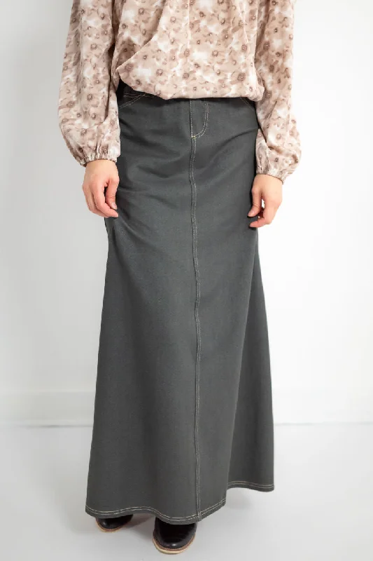 Women's Lapel Collar SkirtsCaroline Knit Maxi Skirt in Gray