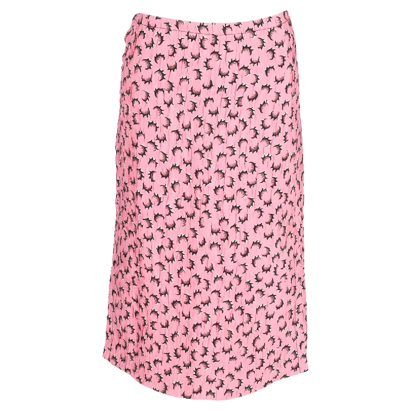 Women's Fall SkirtsMarni Printed Crumpled Midi Gartered Skirt with Slit in Pink Polyester