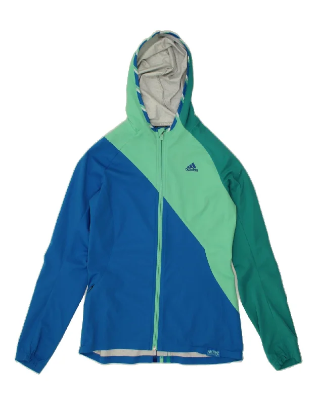 Women's Duffle CoatsADIDAS Womens Hooded Rain Jacket UK 4/6 XS Multicoloured Colourblock