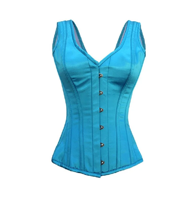 women's pajamas with cozy footiesseamless lace hipster pantiesFlanagan Turquosie Satin Shoulder Straps Overbust Corset