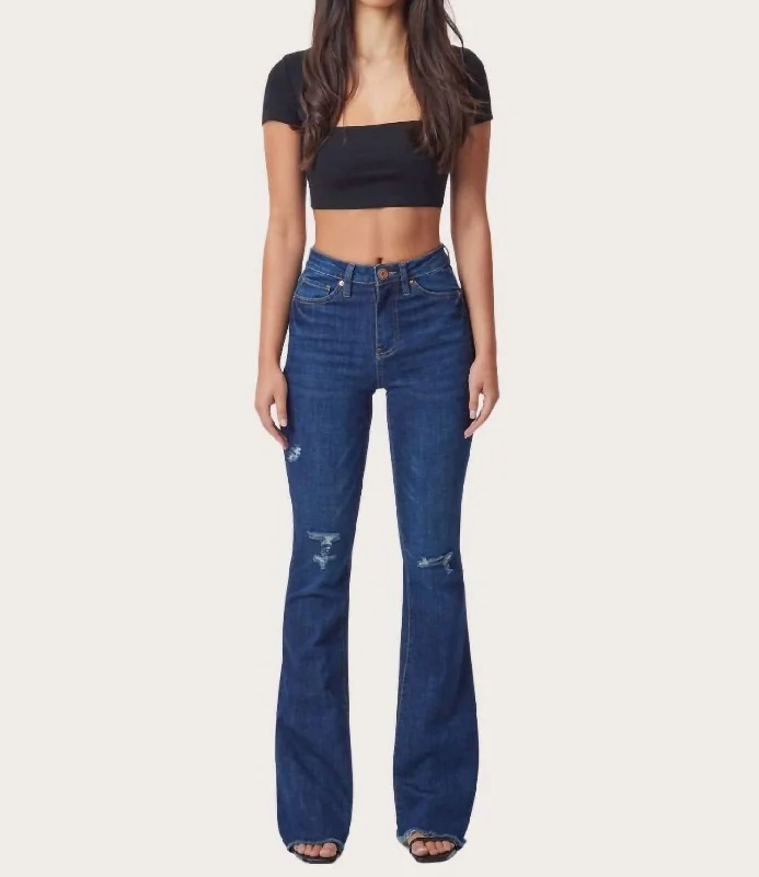 Women's Cargo ShortsHigh-Rise Flare Jean In Midnight Sky Blue