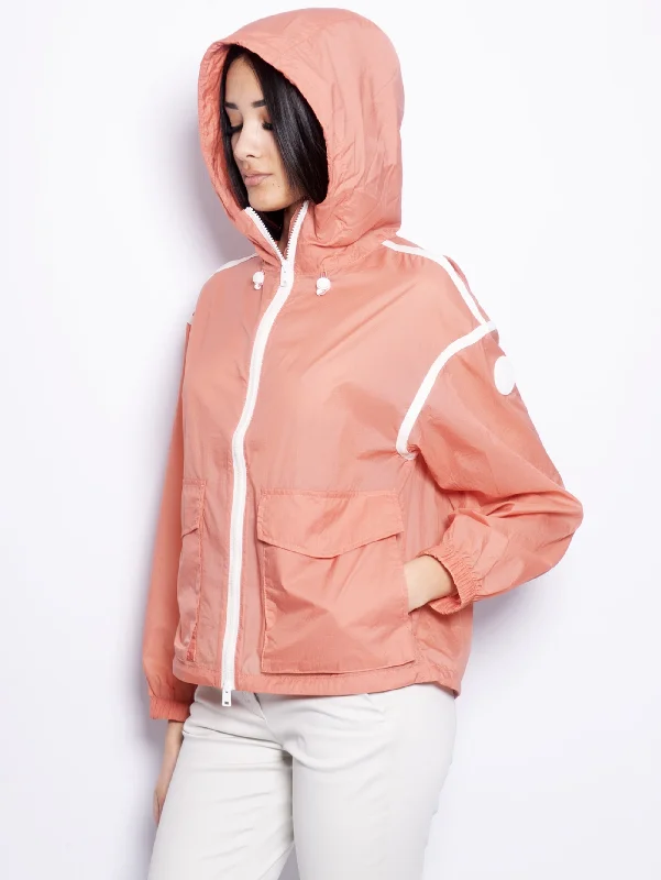 Women's Windbreaker CoatsGiacca in Nylon Crinkle Super Leggero Corallo