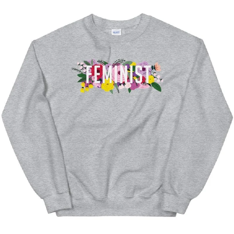 Women's Hooded Sweatshirts with High WaistFeminist Flowers -- Sweatshirt