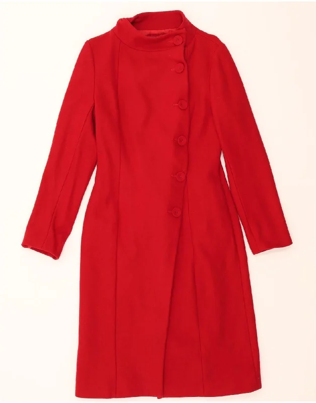 Women's Coats with Fur Trimmed ButtonsFEVER Womens Overcoat UK 10 Small Red Wool