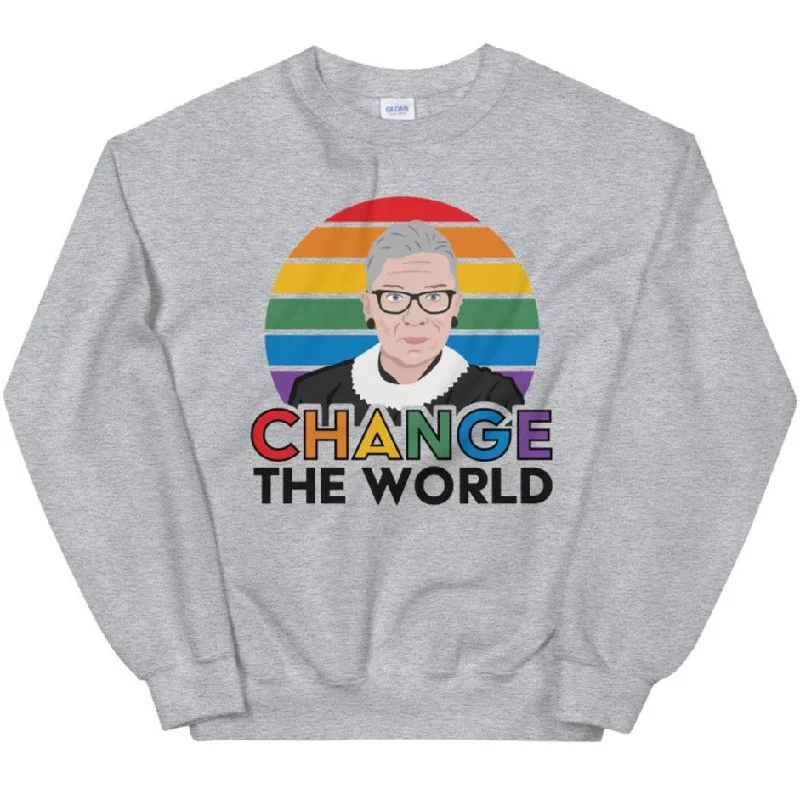 Women's Hooded Sweatshirts with Button ClosureChange The World (Ruth Bader Ginsburg) -- Sweatshirt