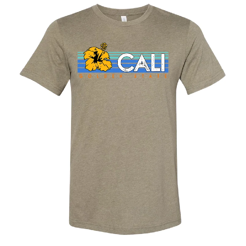 Women's Hooded Sweatshirts with Tight WaistCali Golden State Hibiscus Asst Colors Sueded Tee