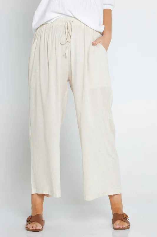 Women's Jodhpurs with High WaistThalia Linen Pants - Flax