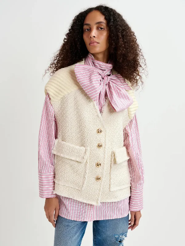 Women's Coats with PocketsGilet in Tweed Bianco