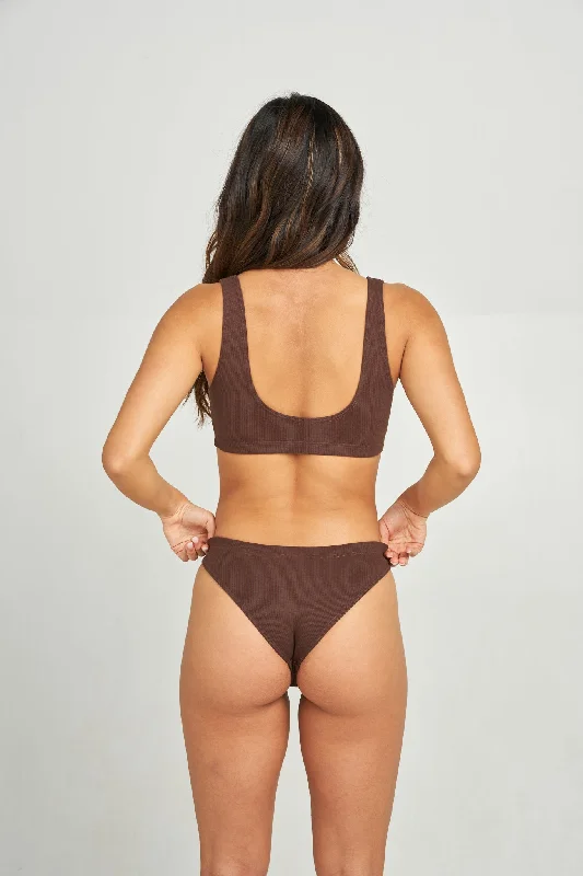 women's pajamas with hidden pocketsplus-size mastectomy brasHigh Leg Cheeky in Chestnut