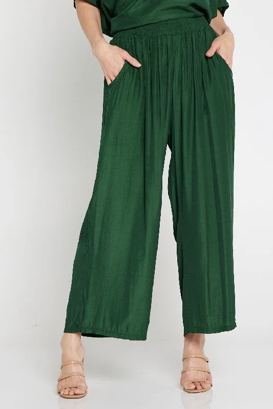 Women's Jodhpurs with Mandarin CollarThalia Pants - Green