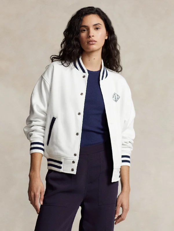 Women's Coats with PocketsBomber Reversibile Stile College Bianco/Blu