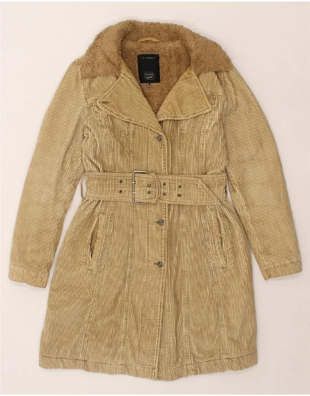 Women's Rain CoatsGAS Womens Corduroy Coat UK 10 Small Beige Cotton