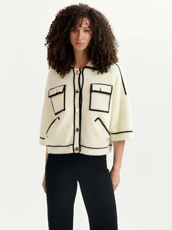 Women's PeacoatsGiacca Bicolore con Bottoni Dorati Bianco