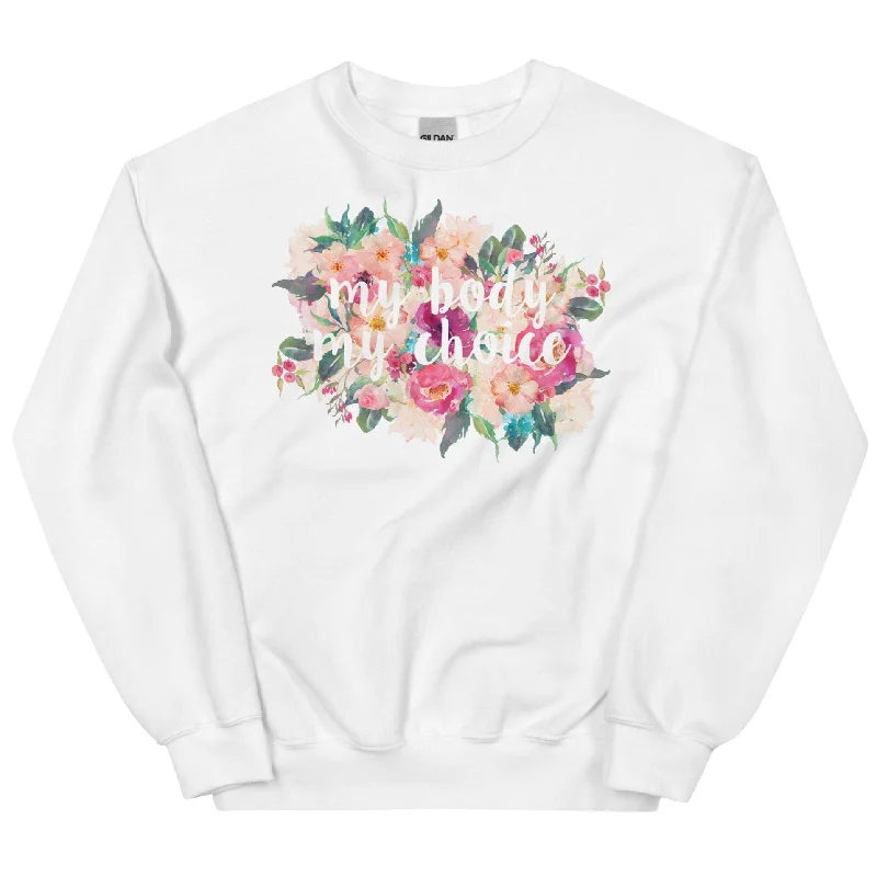 Women's Hooded Sweatshirts with Mesh LiningMy Body My Choice (Flowers) -- Sweatshirt