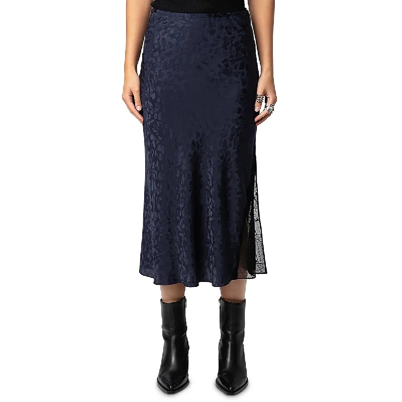 Women's Wool SkirtsPlus Womens Silk Below Knee Midi Skirt