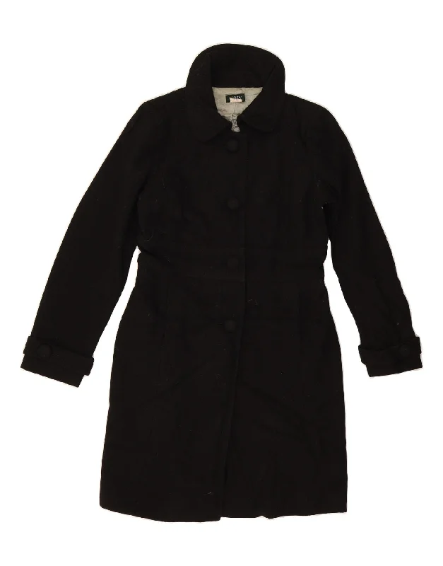 Women's Coats with Fur Trimmed SleevesJ. CREW Womens Overcoat US 6 Medium Black Wool