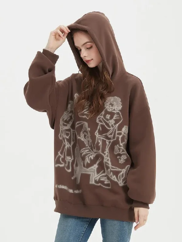 Women's Hooded Sweatshirts with Herringbone LiningGraphic Printed Hoodie