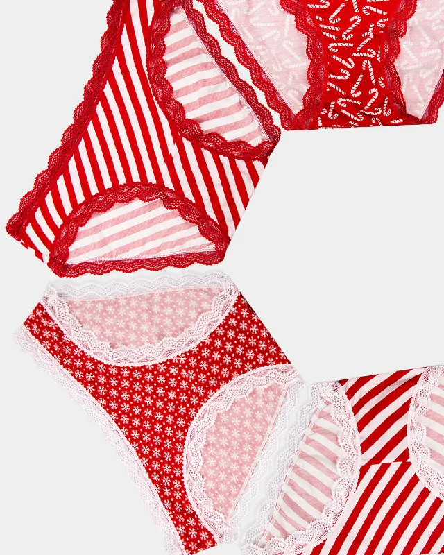 women's pajamas made in USAminimalist seamless brasThe Original Brief Four Pack - Candy Cane