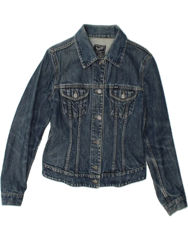 Women's Wool CoatsGAS Womens Denim Jacket UK 14 Medium Navy Blue Cotton