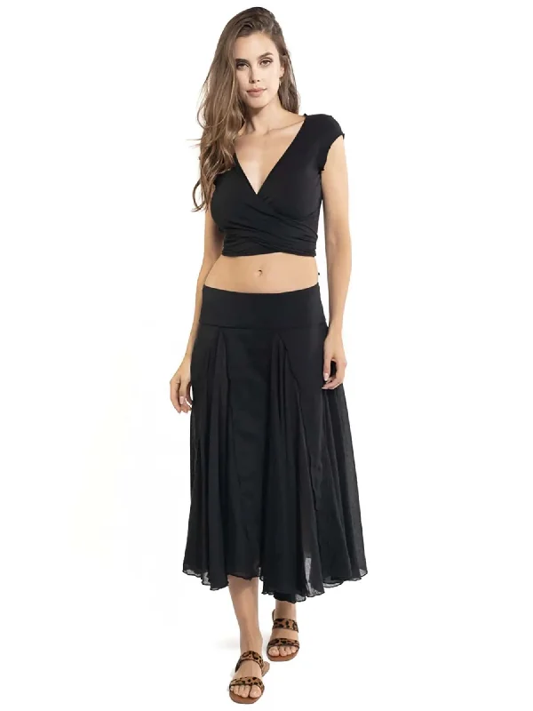 Women's Semi-Formal SkirtsHard Tail Rolldown Waist Diamond Flare Skirt (Style VL-19)